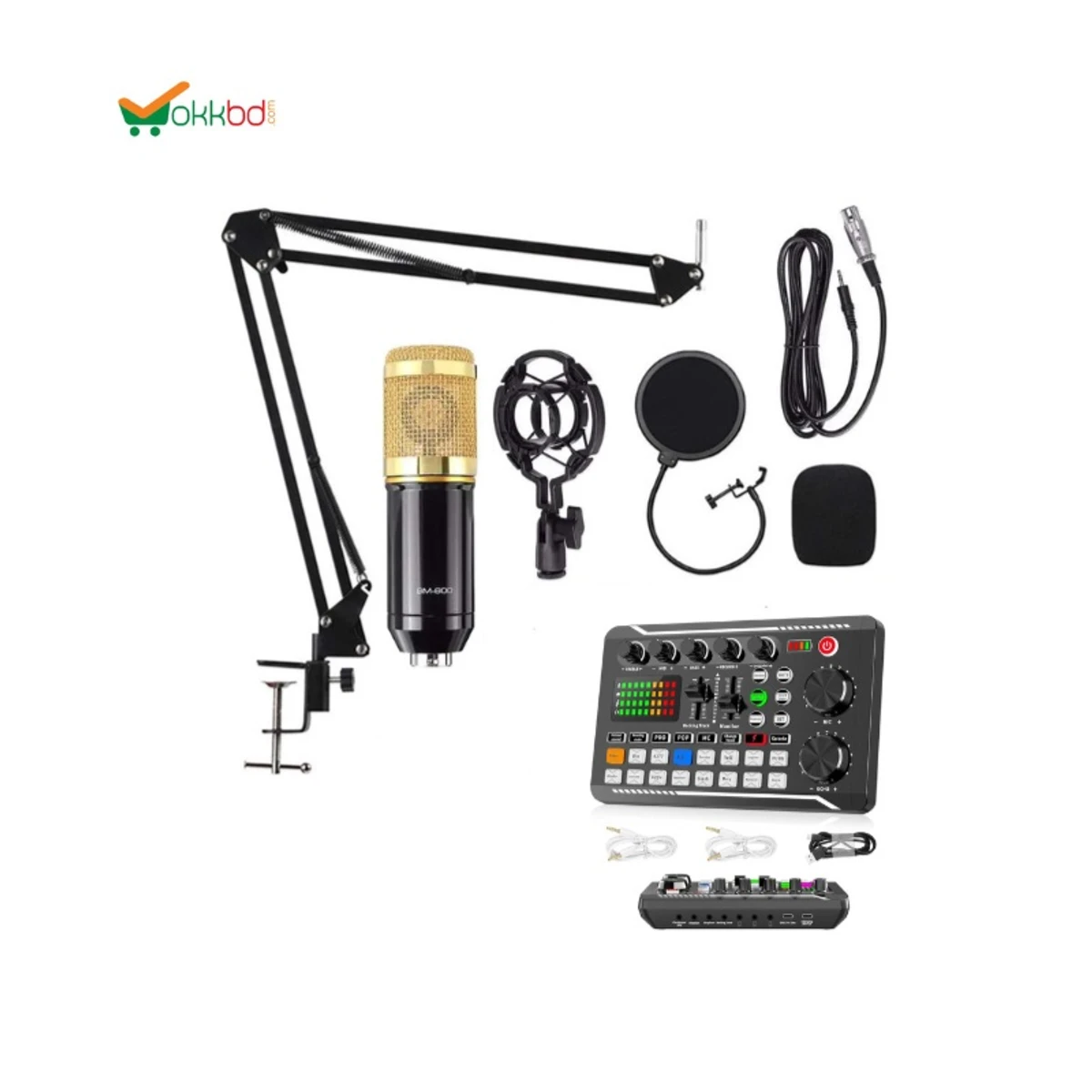 BM 800 Studio condenser Microphone set with F998 Sound Card