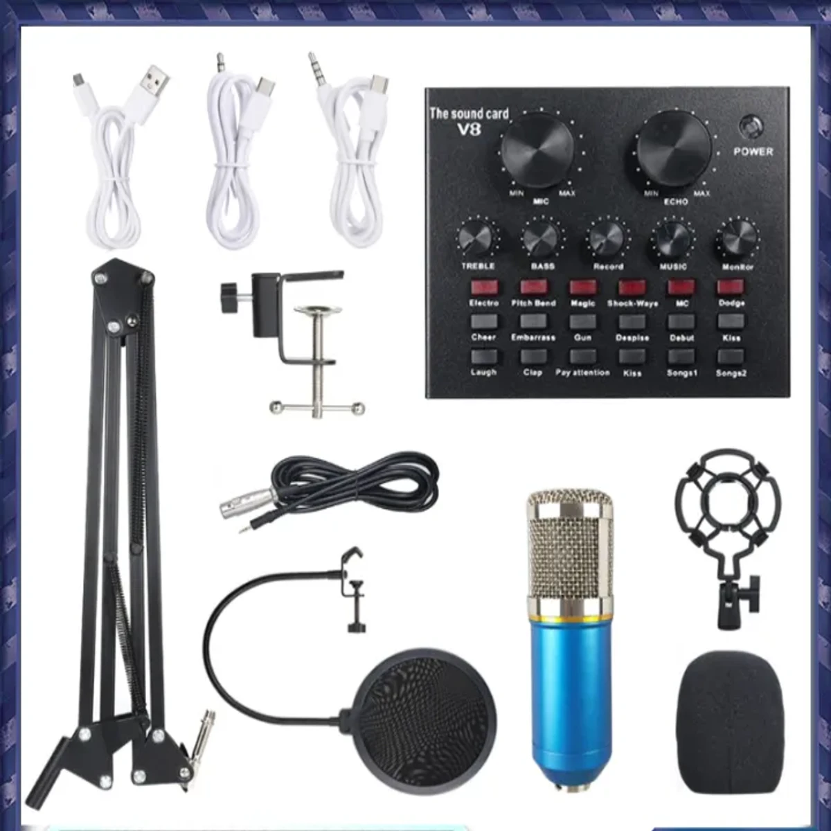 BM-800 Studio Microphone Kit with V8 Live Stream Sound Card Combo - Image 3