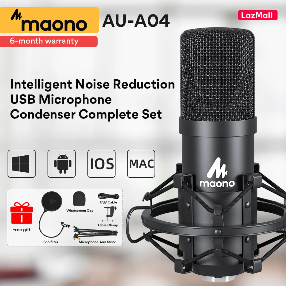 Maono AU-A04 Studio Microphone with V8 Sound Card – প্রফেশনাল লাইভ স্ট্রিমিং এবং রেকর্ডিংয়ের জন্য সেরা সমাধান!