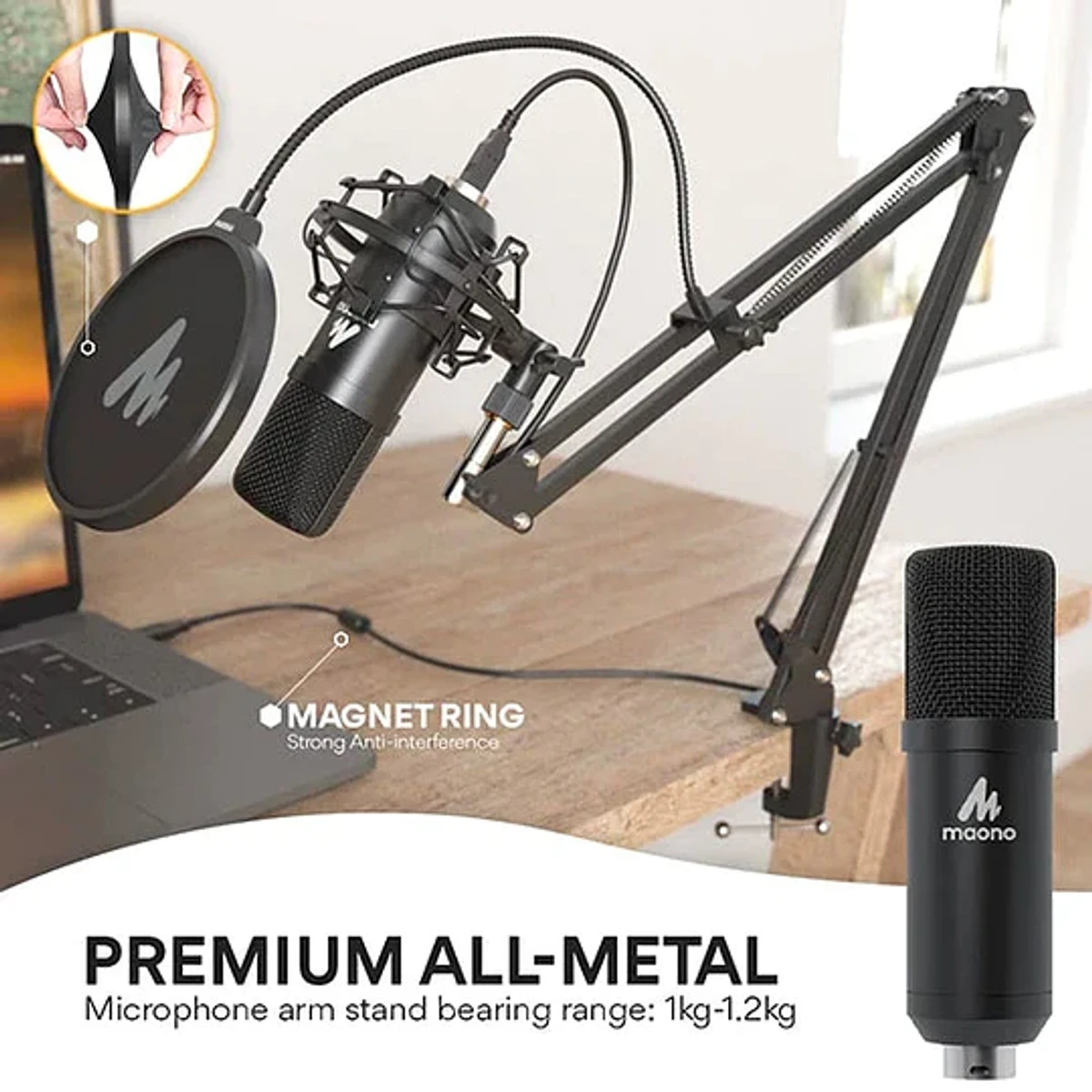 Maono AU-A04 Studio Microphone with V8 Sound Card – প্রফেশনাল লাইভ স্ট্রিমিং এবং রেকর্ডিংয়ের জন্য সেরা সমাধান! - Image 6