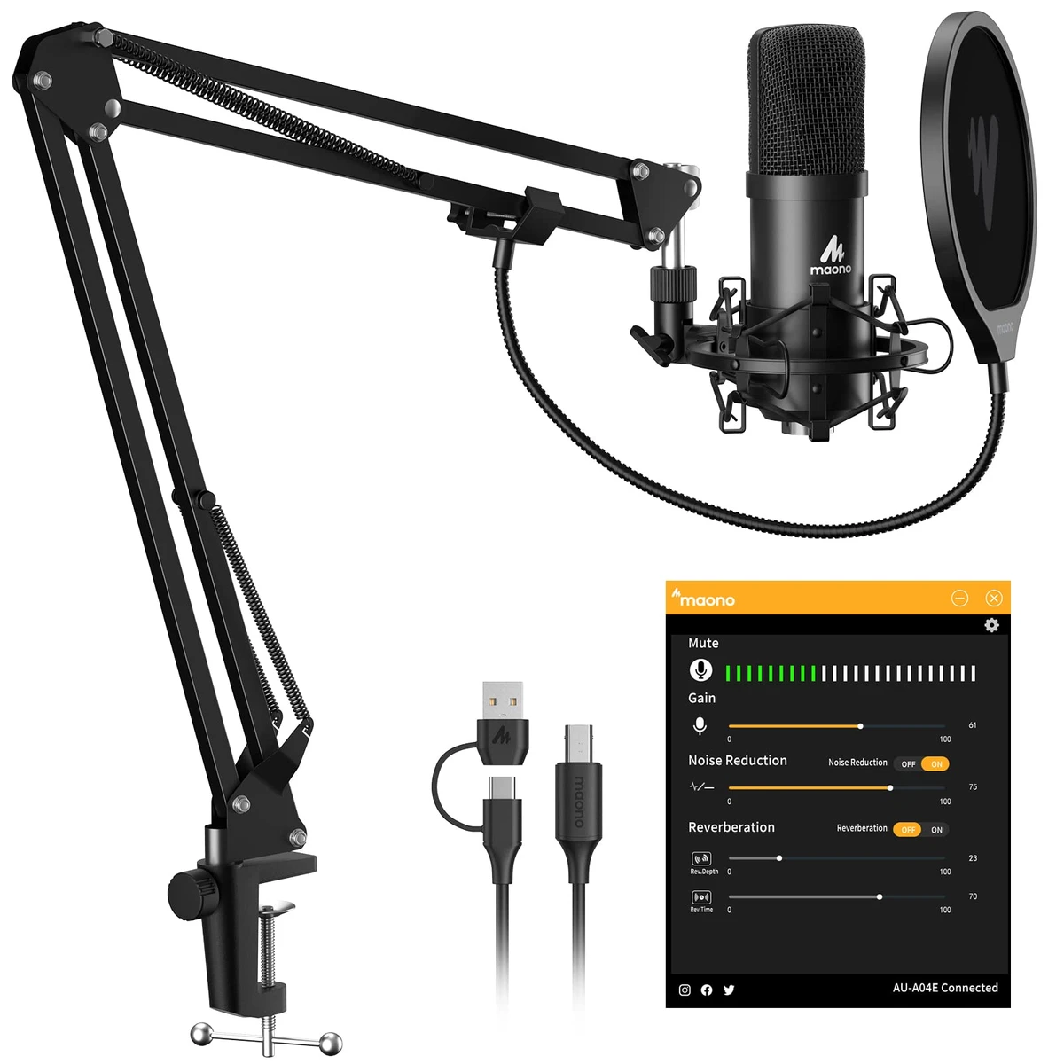 Maono AU-A04 Studio Microphone with V8 Sound Card – প্রফেশনাল লাইভ স্ট্রিমিং এবং রেকর্ডিংয়ের জন্য সেরা সমাধান! - Image 8