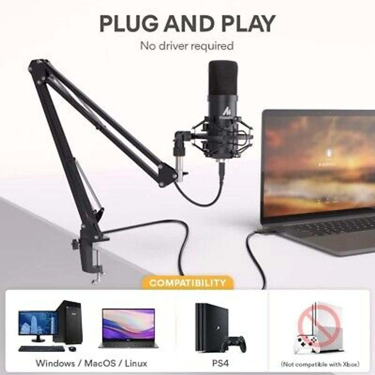 Maono AU-A04 Studio Microphone with V8 Sound Card – প্রফেশনাল লাইভ স্ট্রিমিং এবং রেকর্ডিংয়ের জন্য সেরা সমাধান! - Image 9