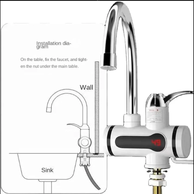 Instant Electric Digital Hot Water Tap (White) for Basin with LED Display - Image 4