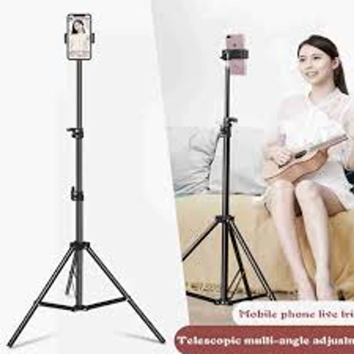 Lightweight & Portable 6 Feet foldable Tripod Stand for Phone strong Metal mobile phone tripod/camera stand, beauty ring fill light stand